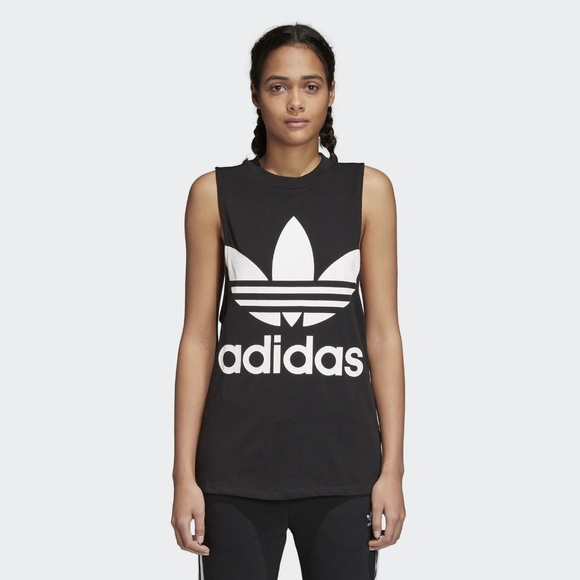 ADIDAS — Trefoil Logo Black Cotton Muscle Tank NWT - Picture 8 of 8